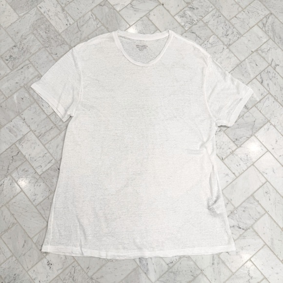 ALL SAINTS Avery Crewneck Linen T-shirt - Picture 2 of 6